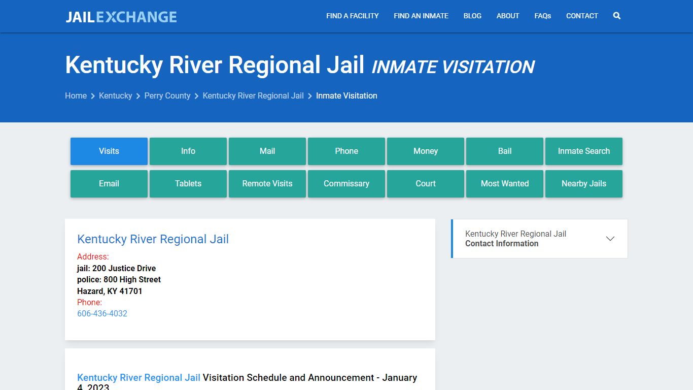 Inmate Visitation - Kentucky River Regional Jail, KY - Jail Exchange