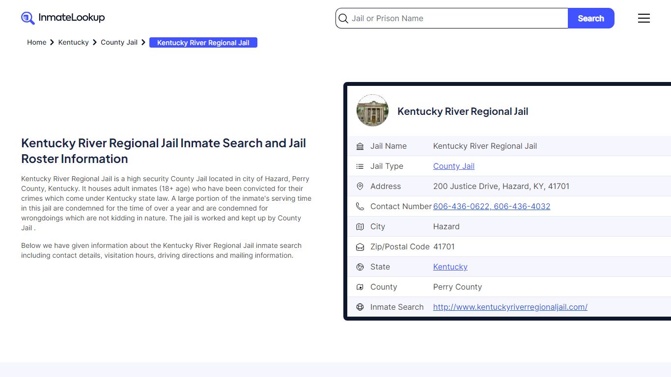 Kentucky River Regional Jail Inmate Search, Jail Roster, Bookings ...